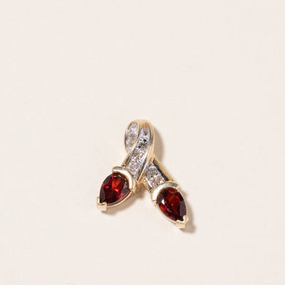 10K Yellow Gold Garnet & Diamond Pendant | 1.12ctw, 0.07ctw |