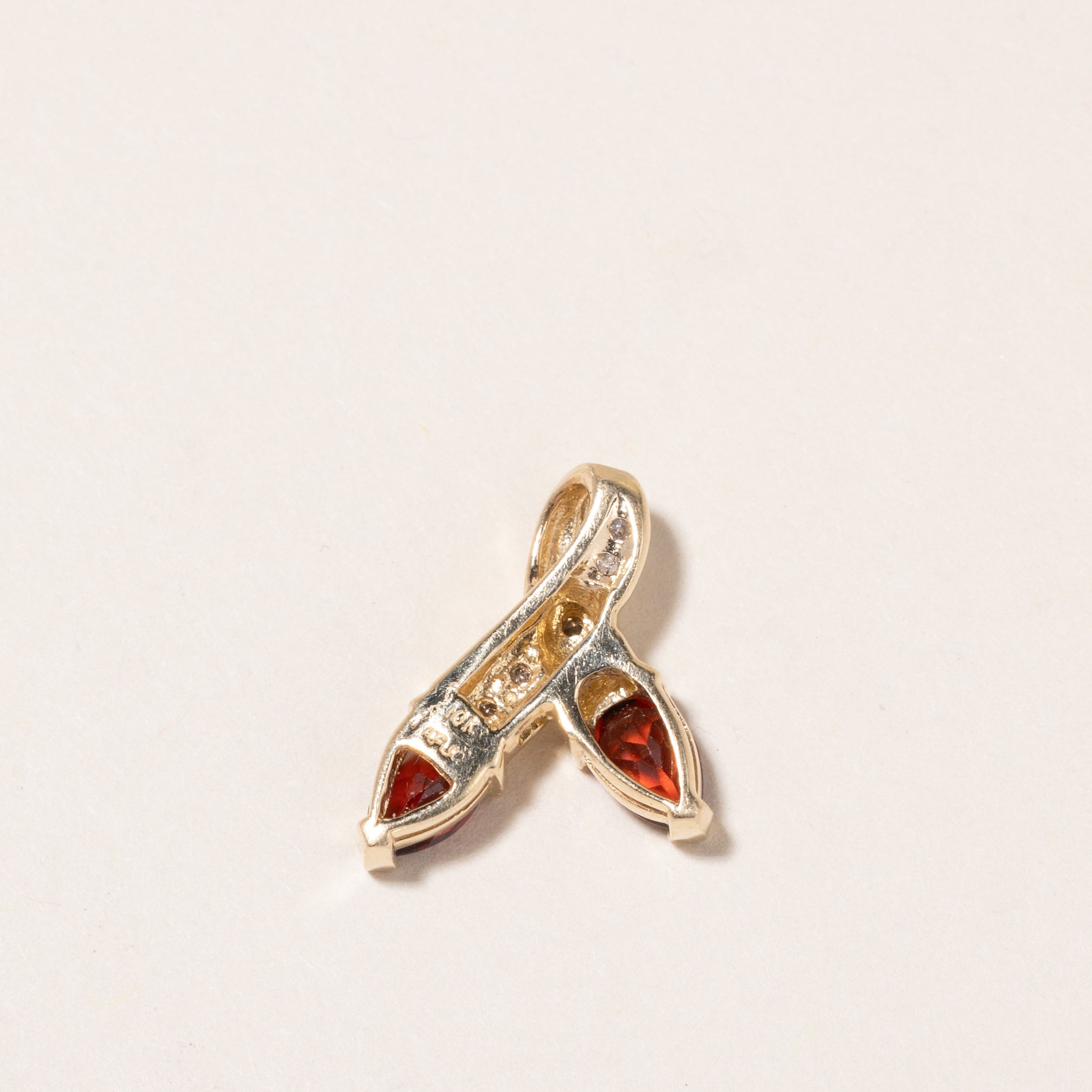 10K Yellow Gold Garnet & Diamond Pendant | 1.12ctw, 0.07ctw |