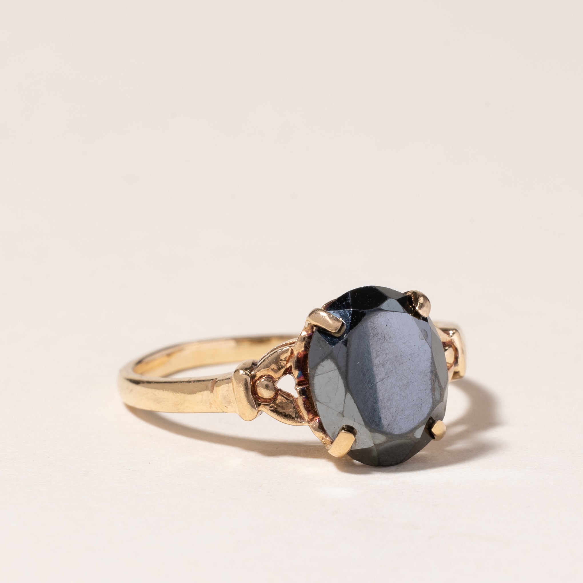 Bague en or jaune 10 carats et hématite | 1,76 ct | Taille 6,5 | 