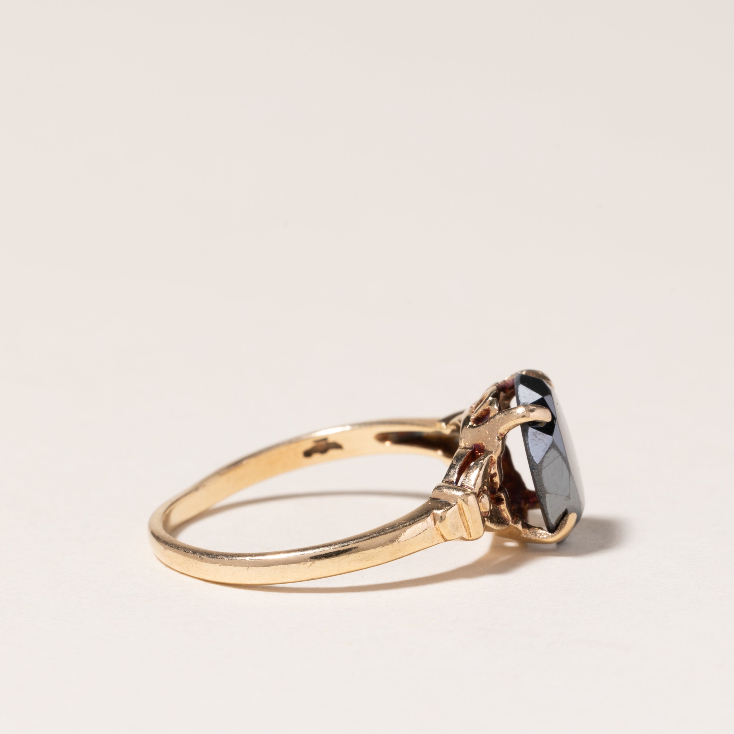 Bague en or jaune 10 carats et hématite | 1,76 ct | Taille 6,5 | 