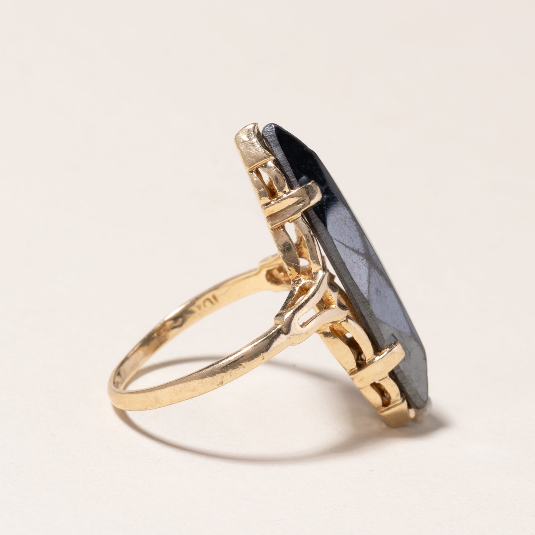 Bague en or jaune 10 carats et hématite | 5,05 ct | Taille 5,75 | 