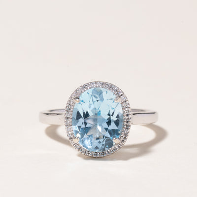 14K White Gold Halo Topaz Ring | 2.79ct, 0.15ctw | SZ 5.25 |