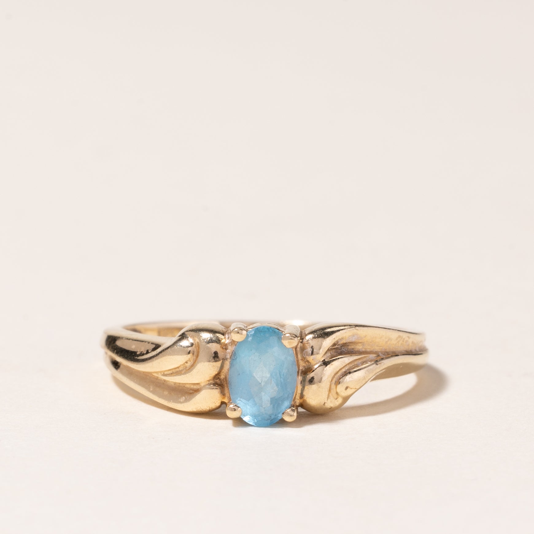 10K Yellow Gold Blue Topaz Ring | 0.43ct | SZ 7 |