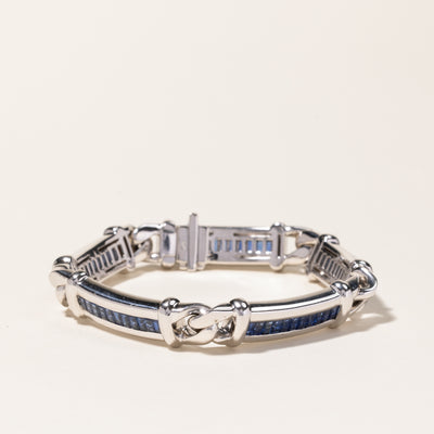 18K White Gold Channel Set Sapphire Link Bracelet | 5.50ctw | 7.5