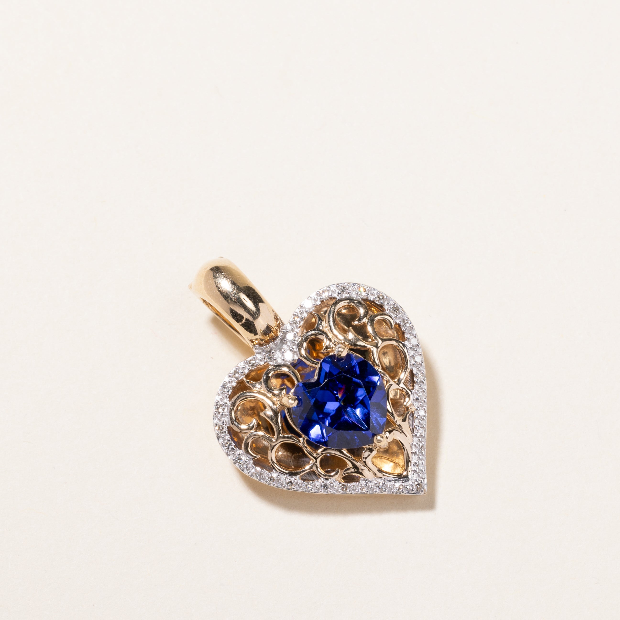 10K Sapphire & Diamond Heart Pendant | 2.86ct, 0.19ctw