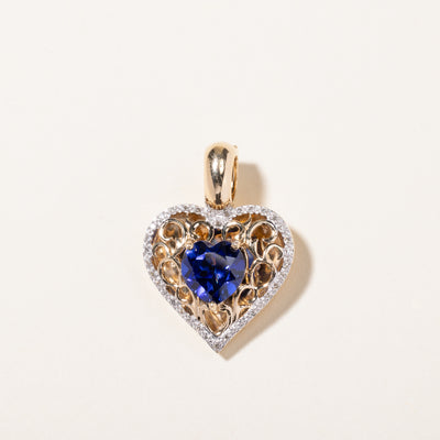 10K Sapphire & Diamond Heart Pendant | 2.86ct, 0.19ctw
