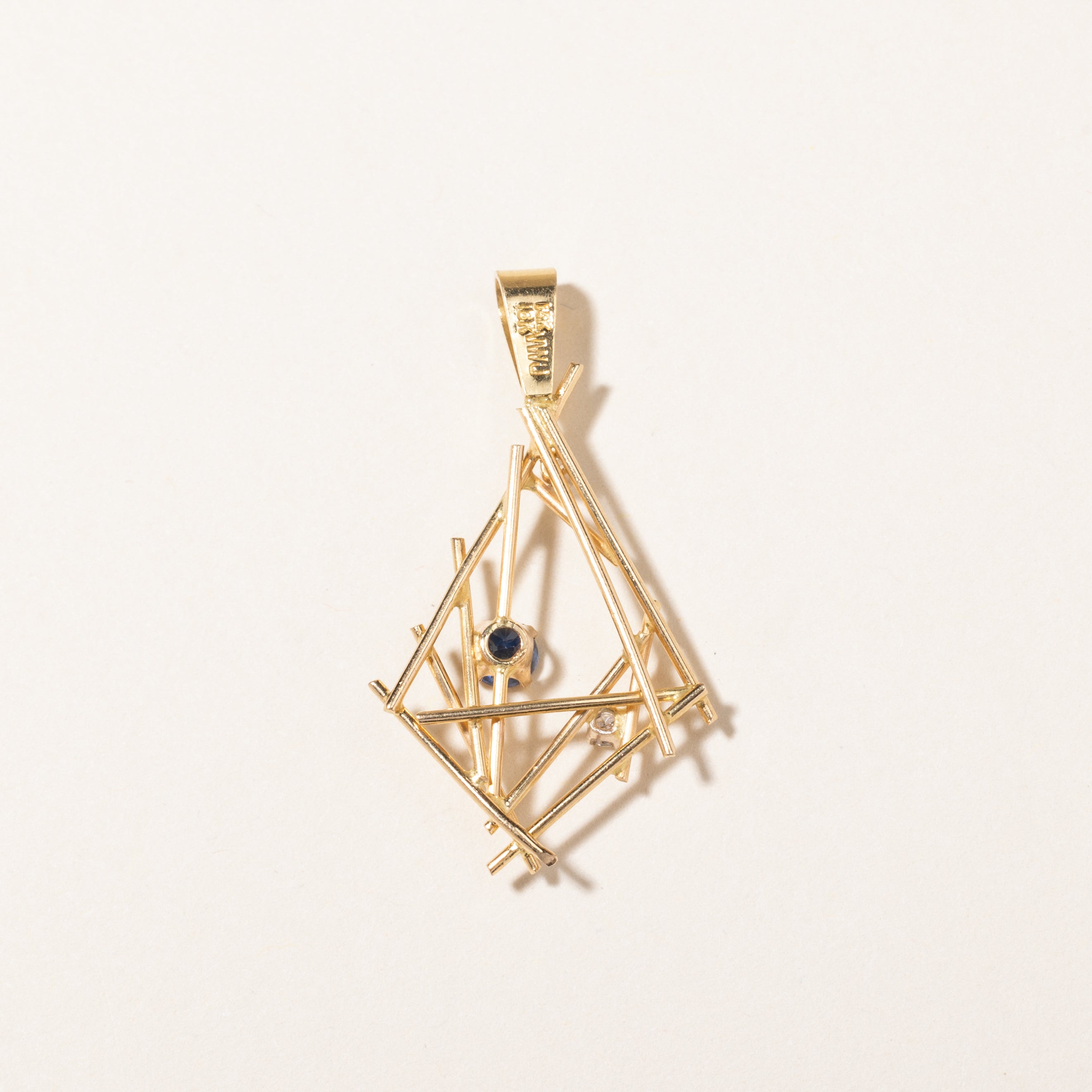 18K Sapphire & Diamond Abstract Pendant | 0.25ct, 0.06ctw