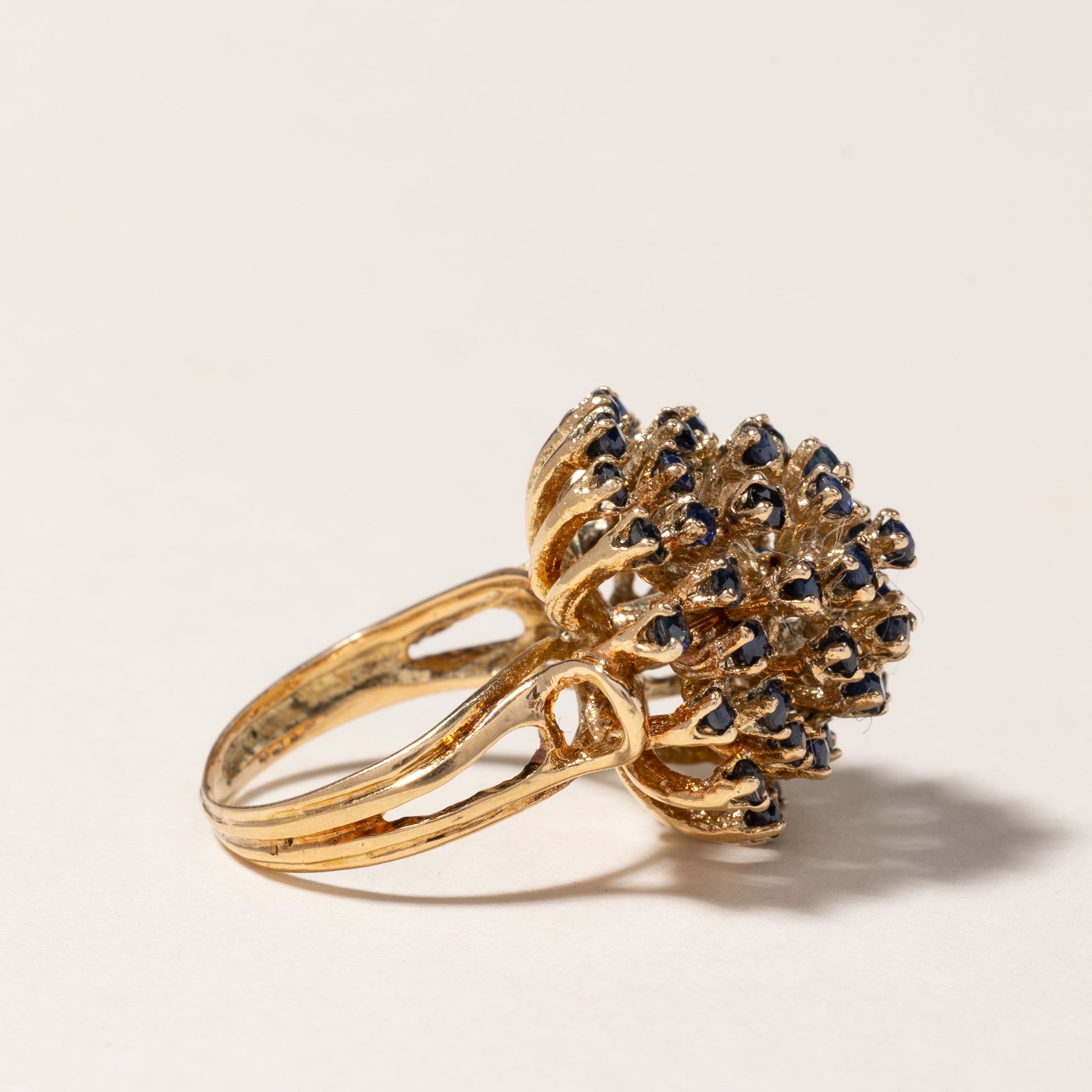 14K Sapphire Cluster Cocktail Ring | SZ 4.5