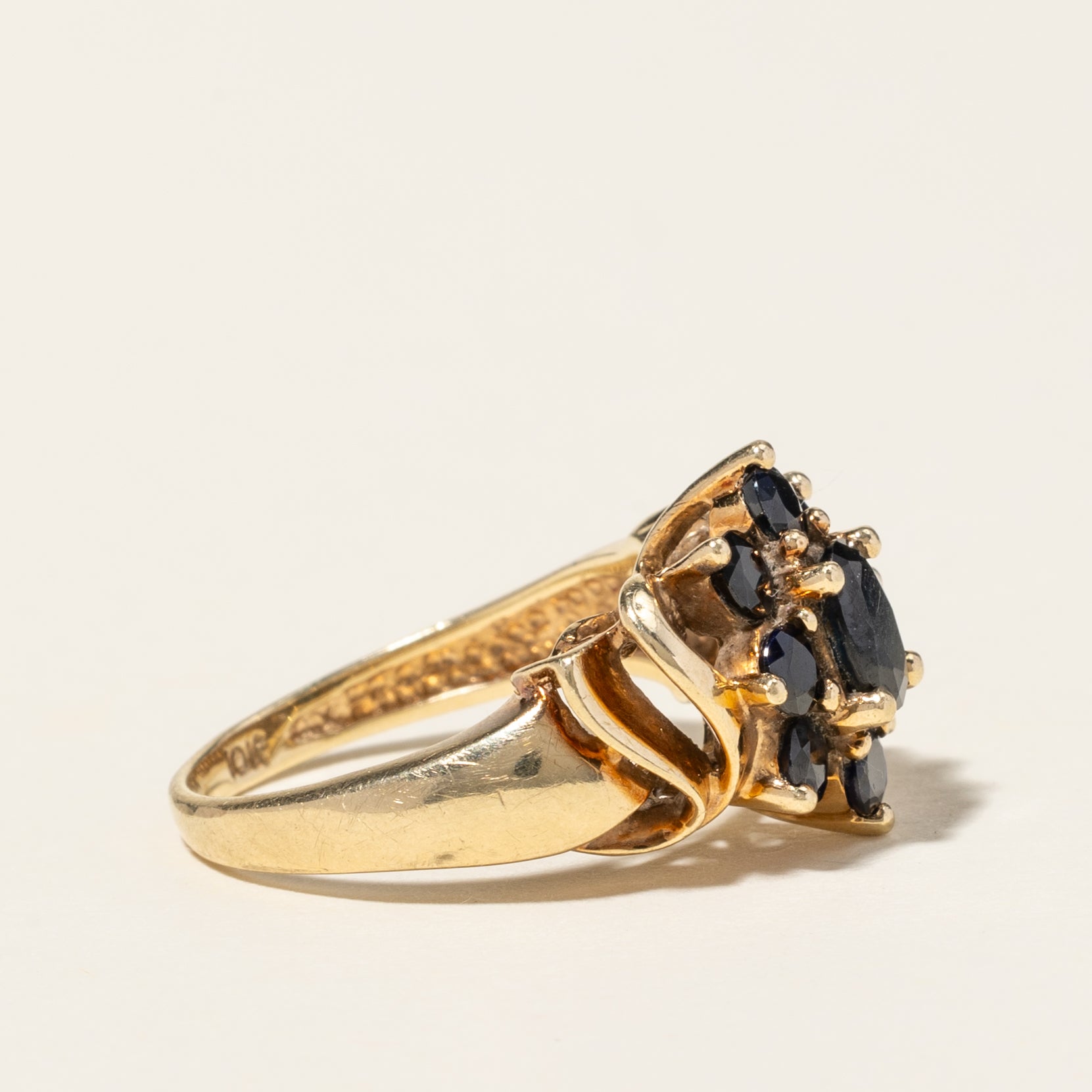 10K Yellow Gold Sapphire Petal Cocktail Ring | 1.69ctw | 6.25