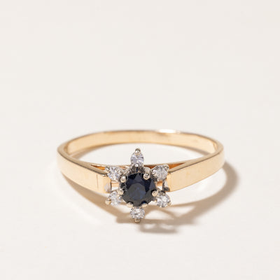 14K Blue Sapphire & Diamond Petal Ring | 0.24ct, 0.08ctw | SZ 8.5