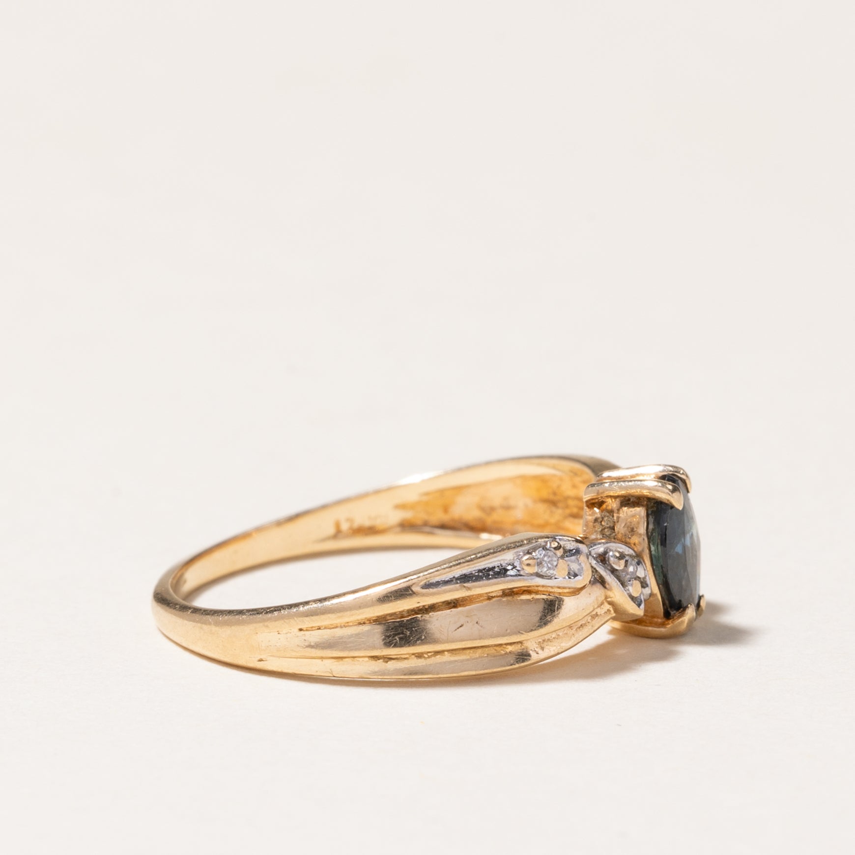 10K Marquise Cut Sapphire & Diamond Ring | 0.26ct, 0.02ctw | 5.5