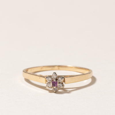 14K Ruby & Diamond Petal Ring | 0.02ct, 0.03ctw | SZ 5.75