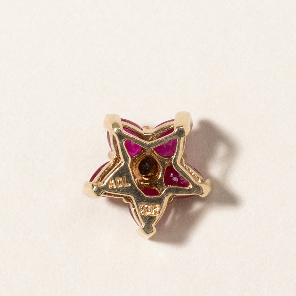10K Synthetic Ruby & Diamond Star Pendant | 0.70ctw, 0.007ctw