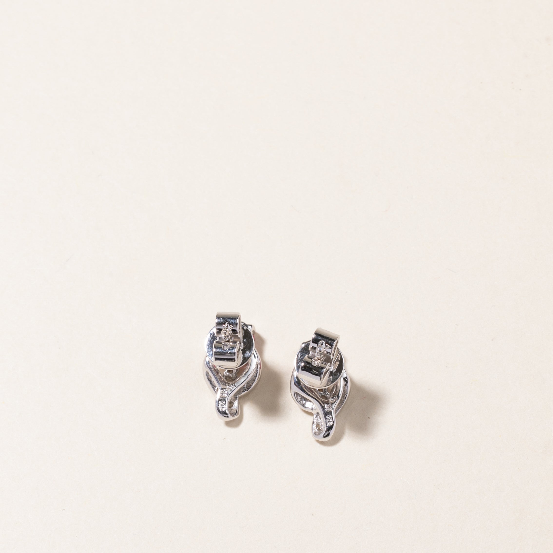 18K White Gold Ruby & Diamond Stud Earrings | 0.18ctw, 0.045ctw