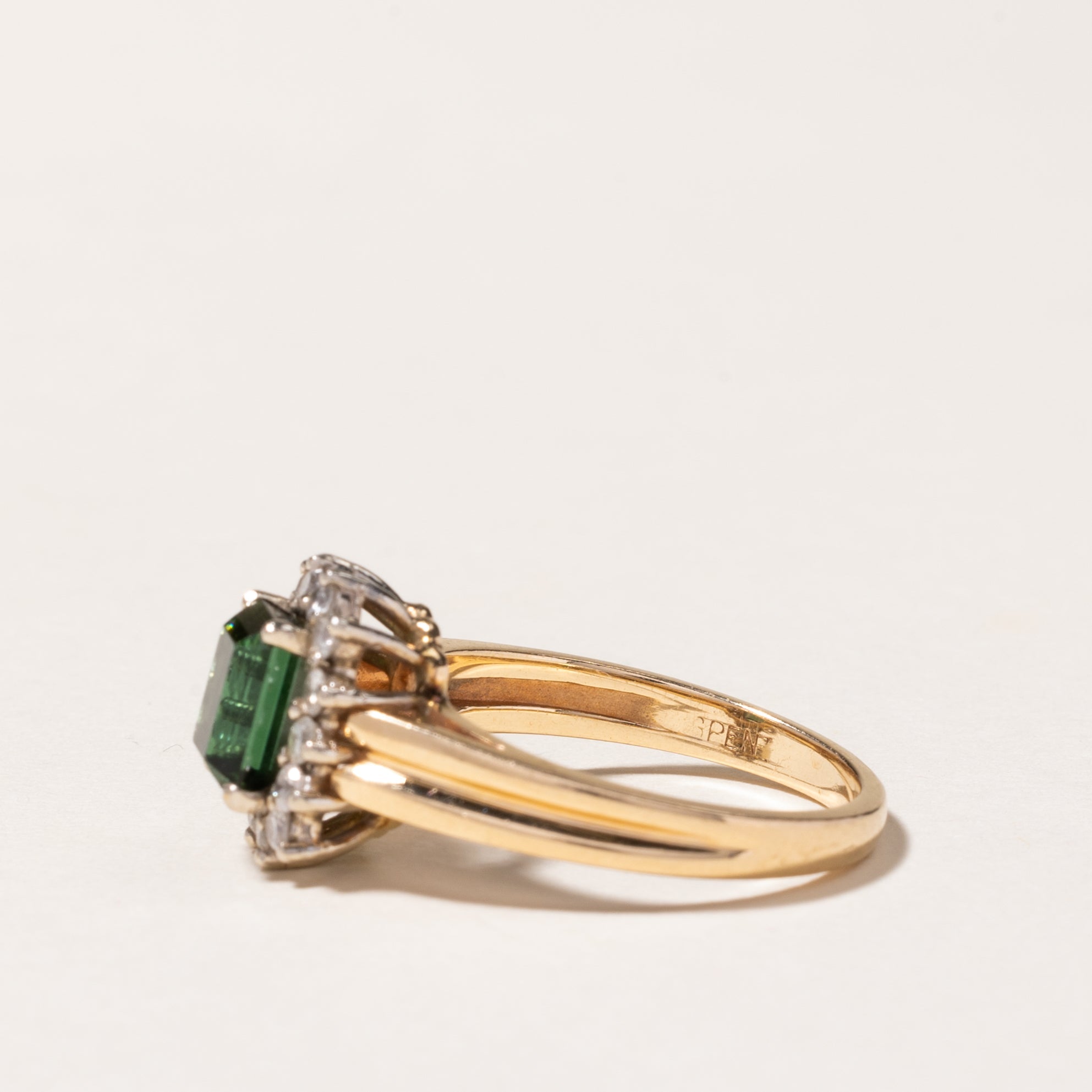 14K Green Tourmaline & Diamond Petal Ring | 1.00ct, 0.33ctw | SZ 6.25