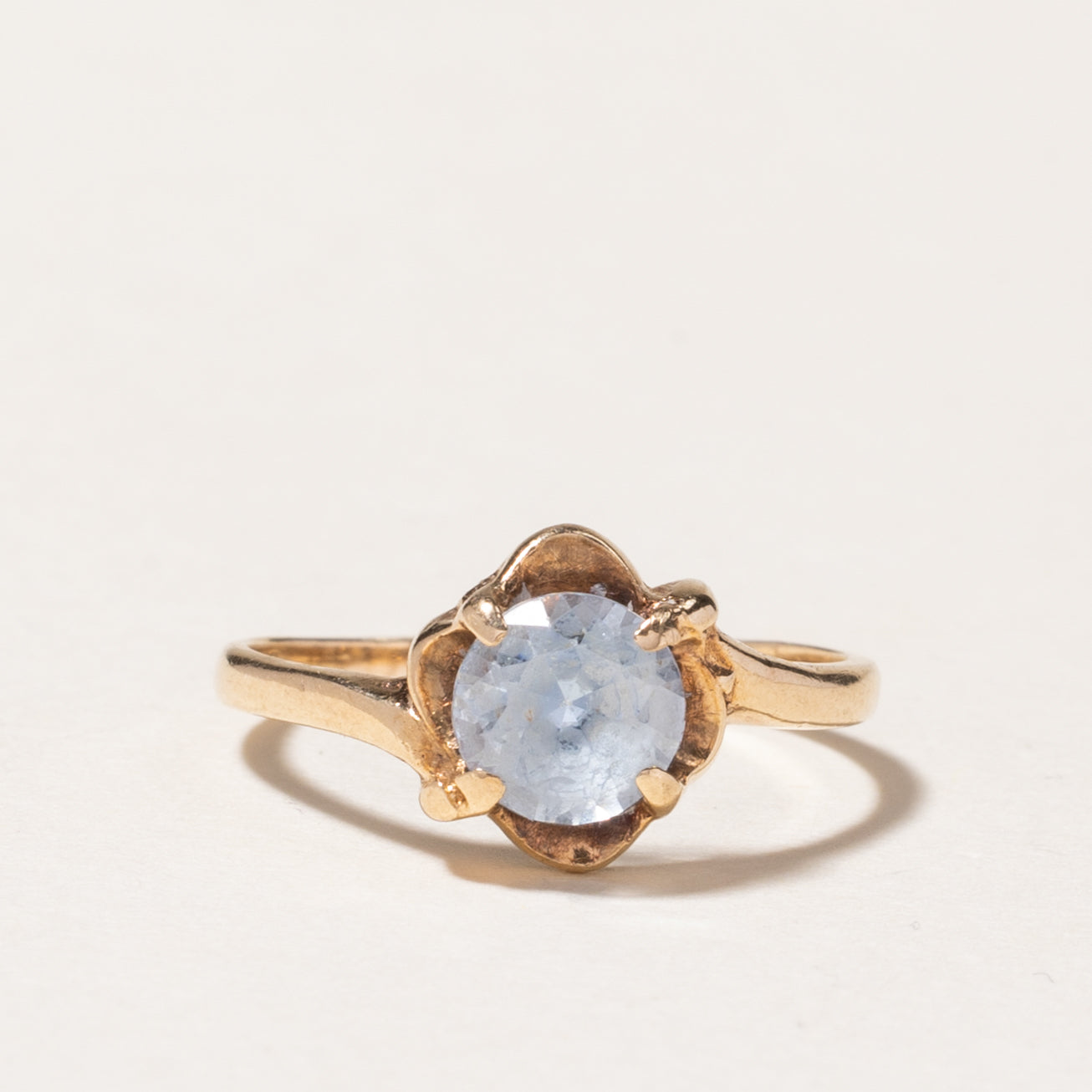 10K Round Cut Aquamarine Ring | 0.65ct | SZ 4.75