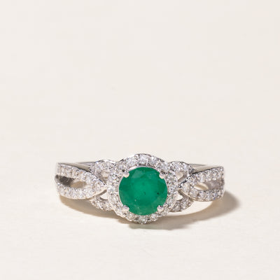 10k Emerald & Diamond Halo Ring | 0.59ct, 0.23ctw | SZ 6.5