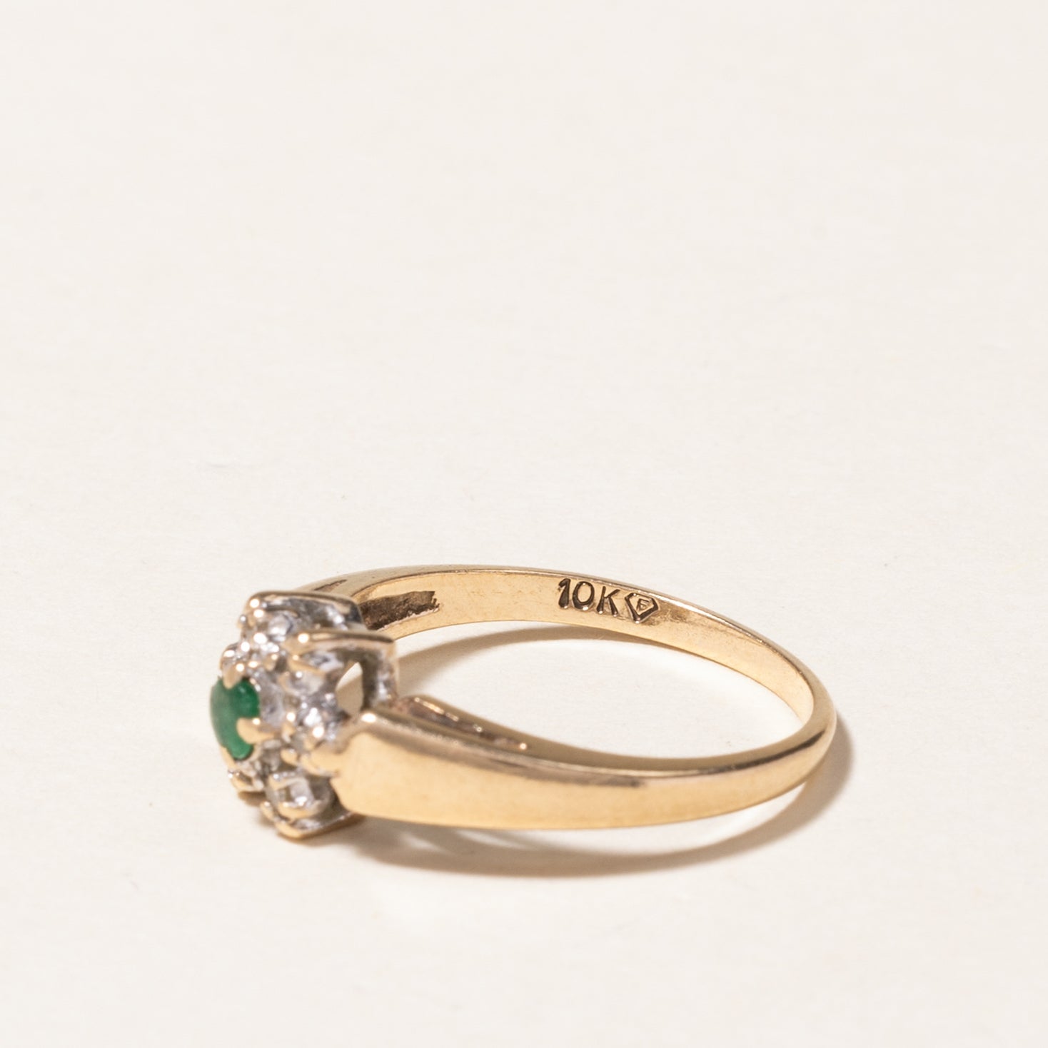 10K Emerald & Diamond Petal Ring | 0.065ct, 0.042ctw | SZ 4.75