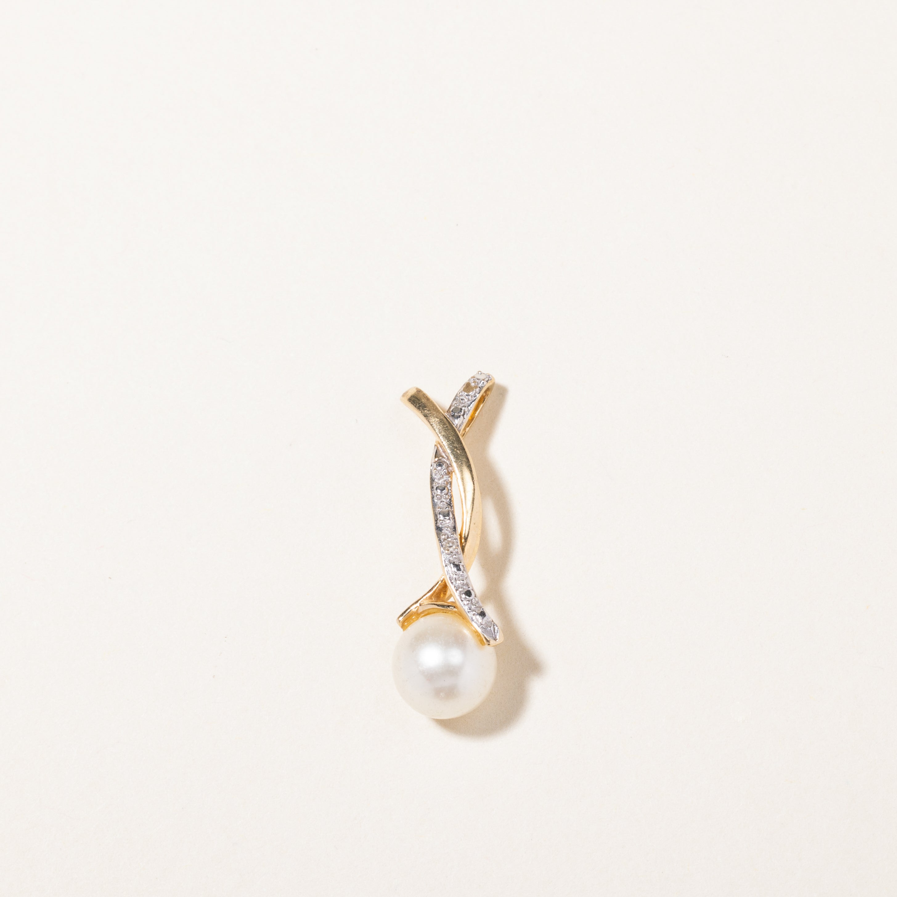 Pearl & Diamond Drop Pendant | 7.40mm, 0.005ctw