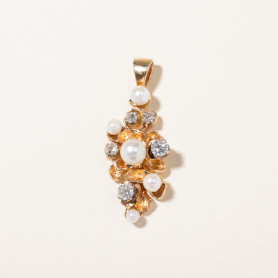 Vintage Pearl & Diamond Cluster Pendant | 2.80mm to 5.60mm, 0.50ctw