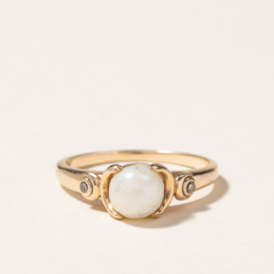 Pearl & Diamond Ring | 6.30mm, 0.03ctw | SZ 6.75