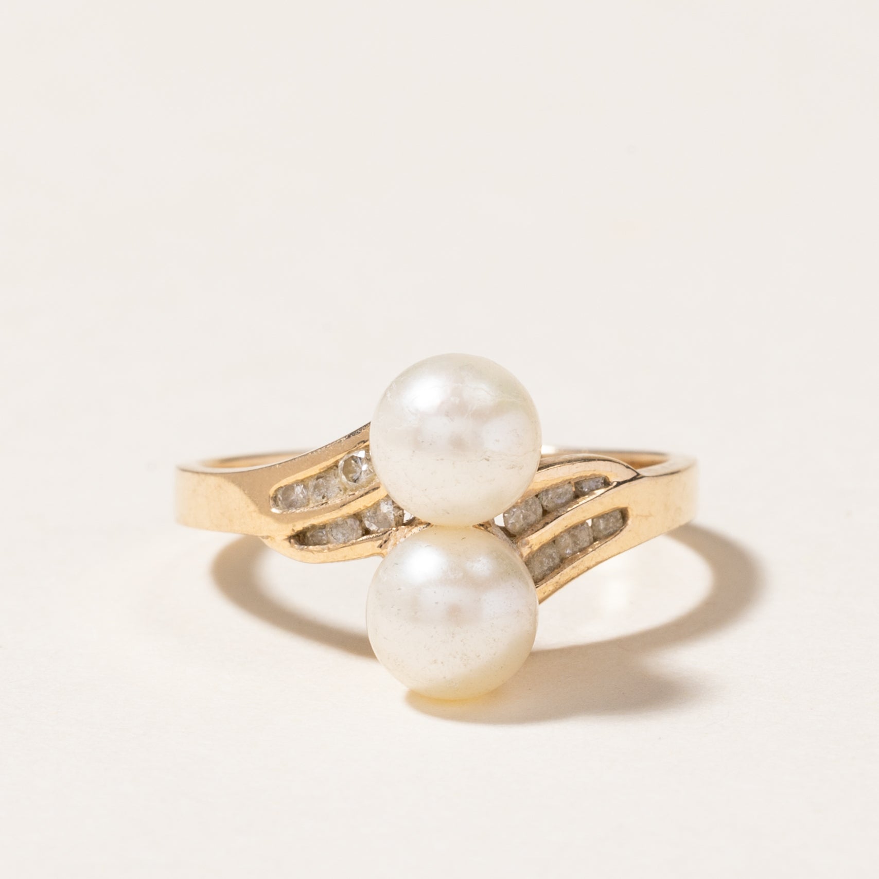 Toi et Moi Pearl & Diamond Ring | SZ 7