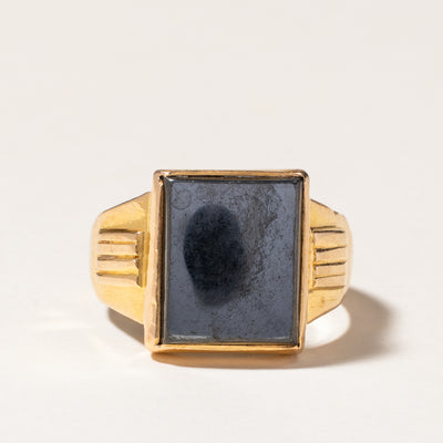 Hematite Grooved Signet Ring | 6.44ct | SZ 8.5