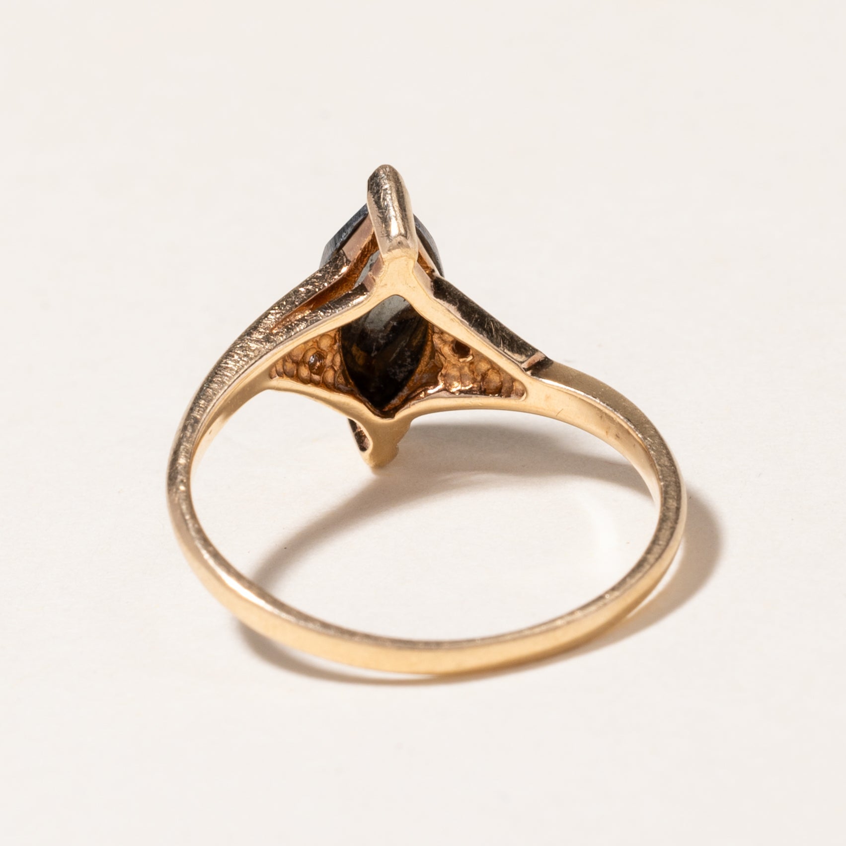 Marquise Cut Hematite & Diamond Ring | 1.09ct, 0.01ctw | SZ 6.25