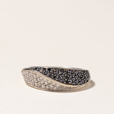 Black & White Diamond Wave Design Ring | 0.36ctw, 0.36ctw | SZ 6.5