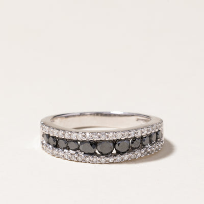 'Effy' Channel Set Black & White Diamond Ring | 0.55ctw, 0.14ctw | SZ 7.25