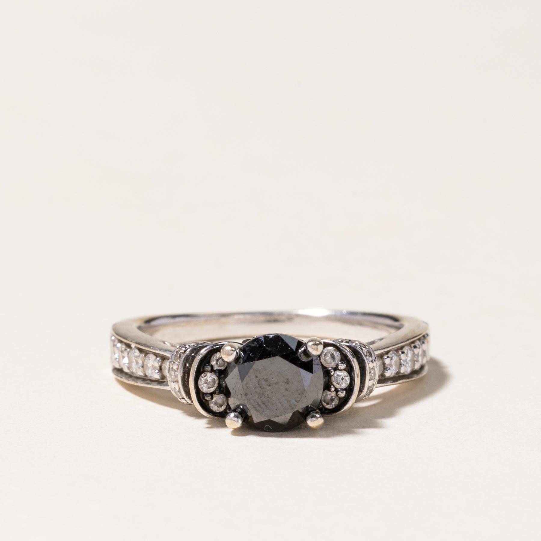 Black & White Diamond Engagement Ring | 1.00ct, 0.604ctw | SZ 7