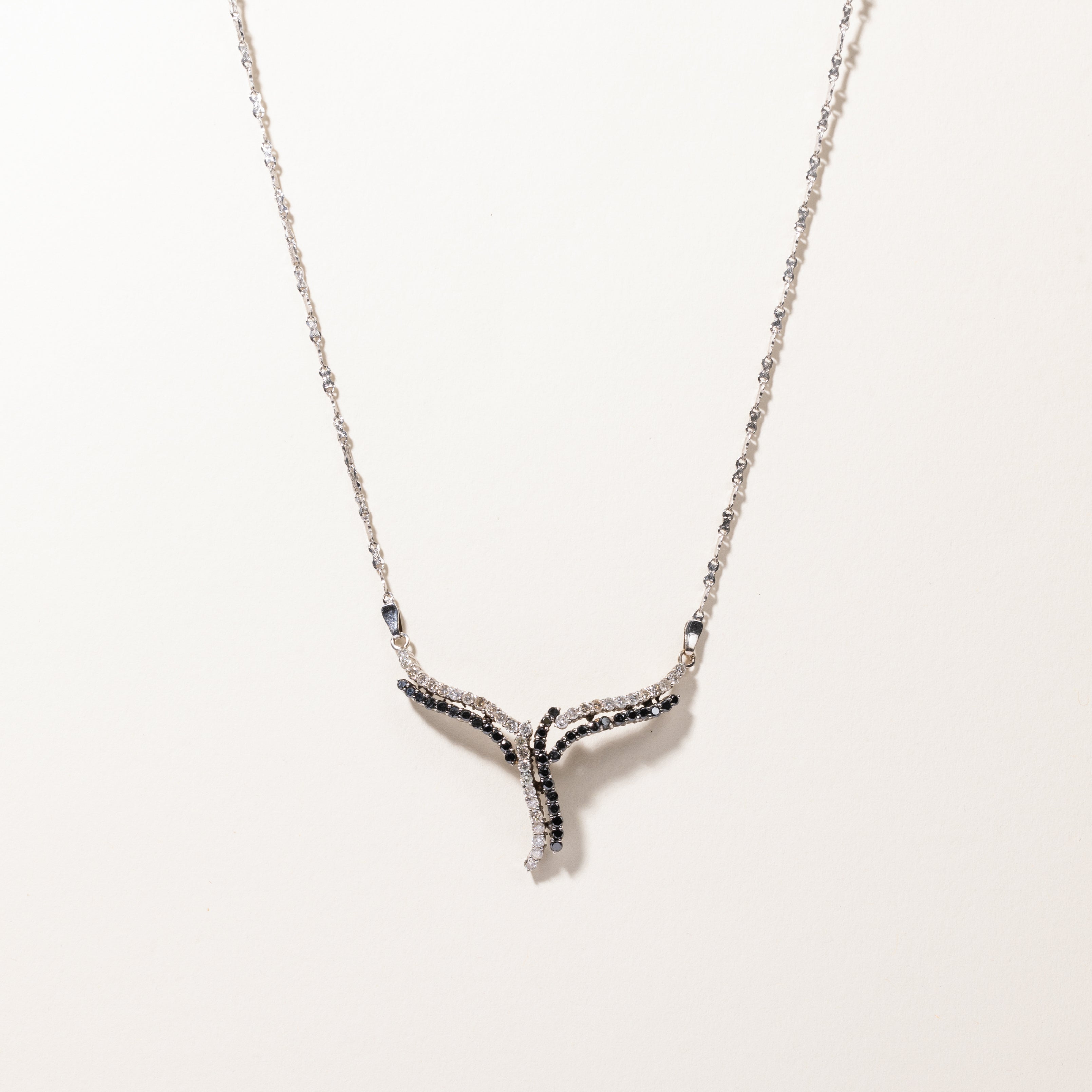 Black & White Diamond Ornate Necklace | 0.972ctw, 0.72ctw | 16"