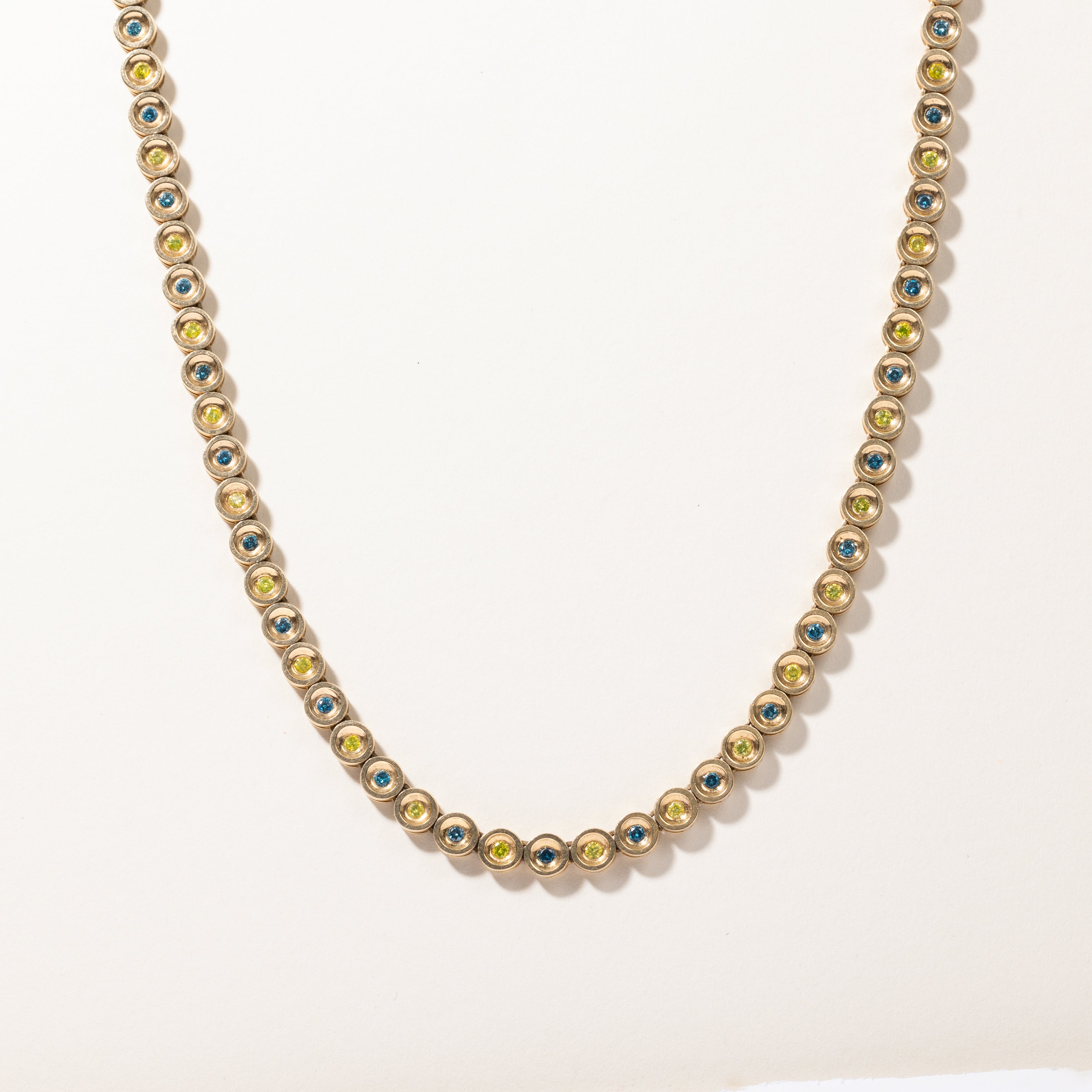 Yellow & Blue Diamond Eternity Necklace | 2.65ctw, 2.60ctw | 29"