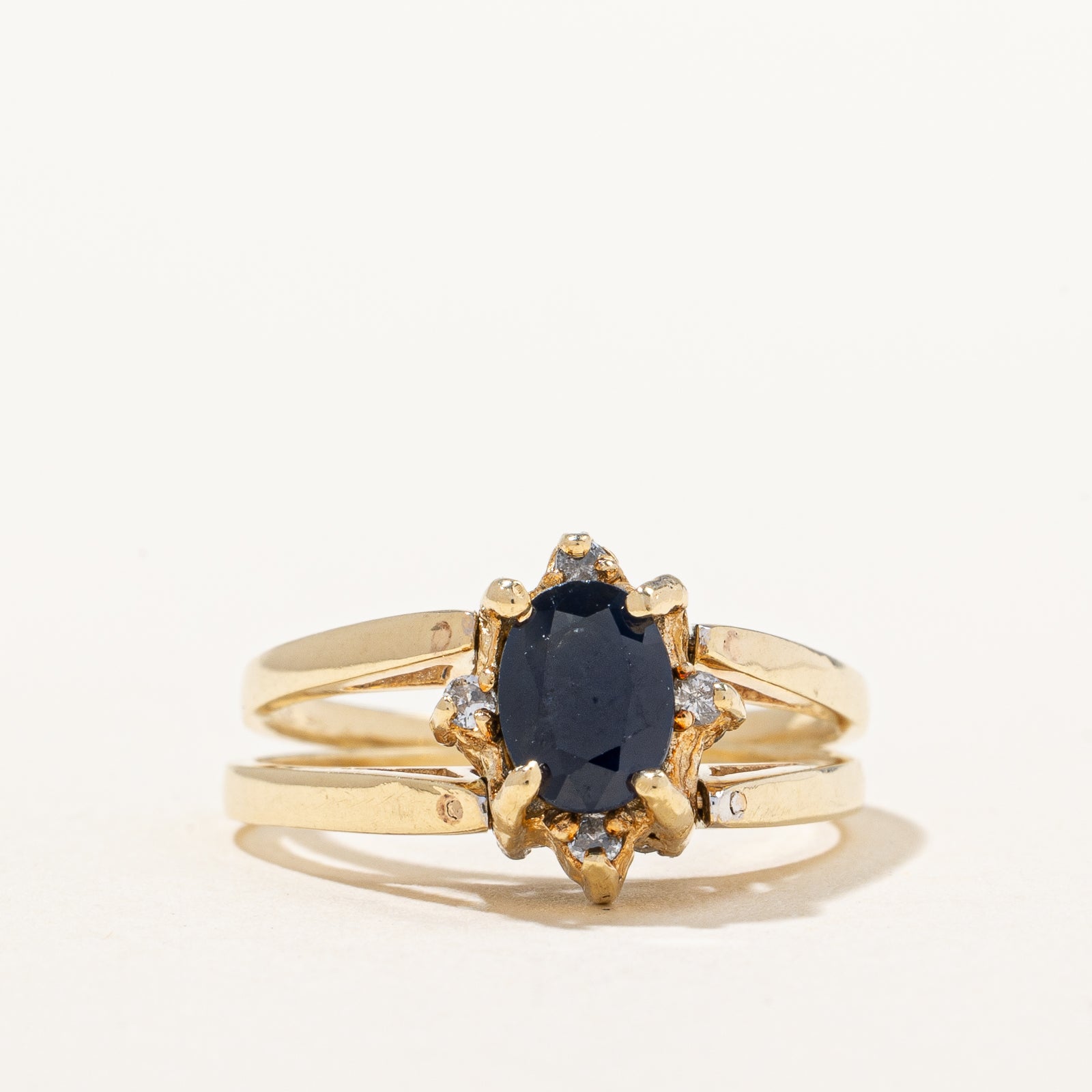 Blue Sapphire & Diamond Reversible Ring | 0.95ctw, 0.38ctw | SZ 7 |