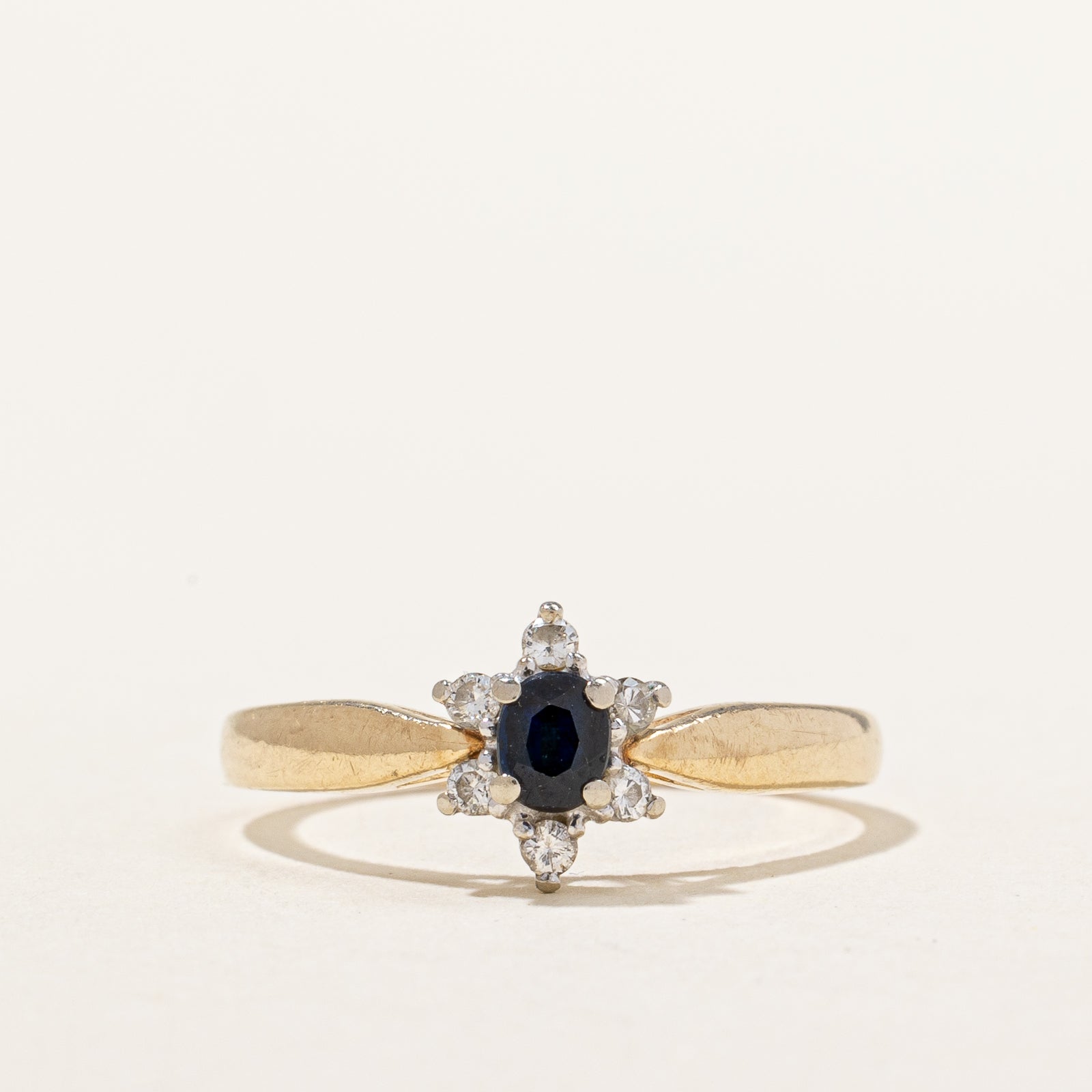 Blue Sapphire & Diamond Ring | 0.12ctw | SZ 6.25 |