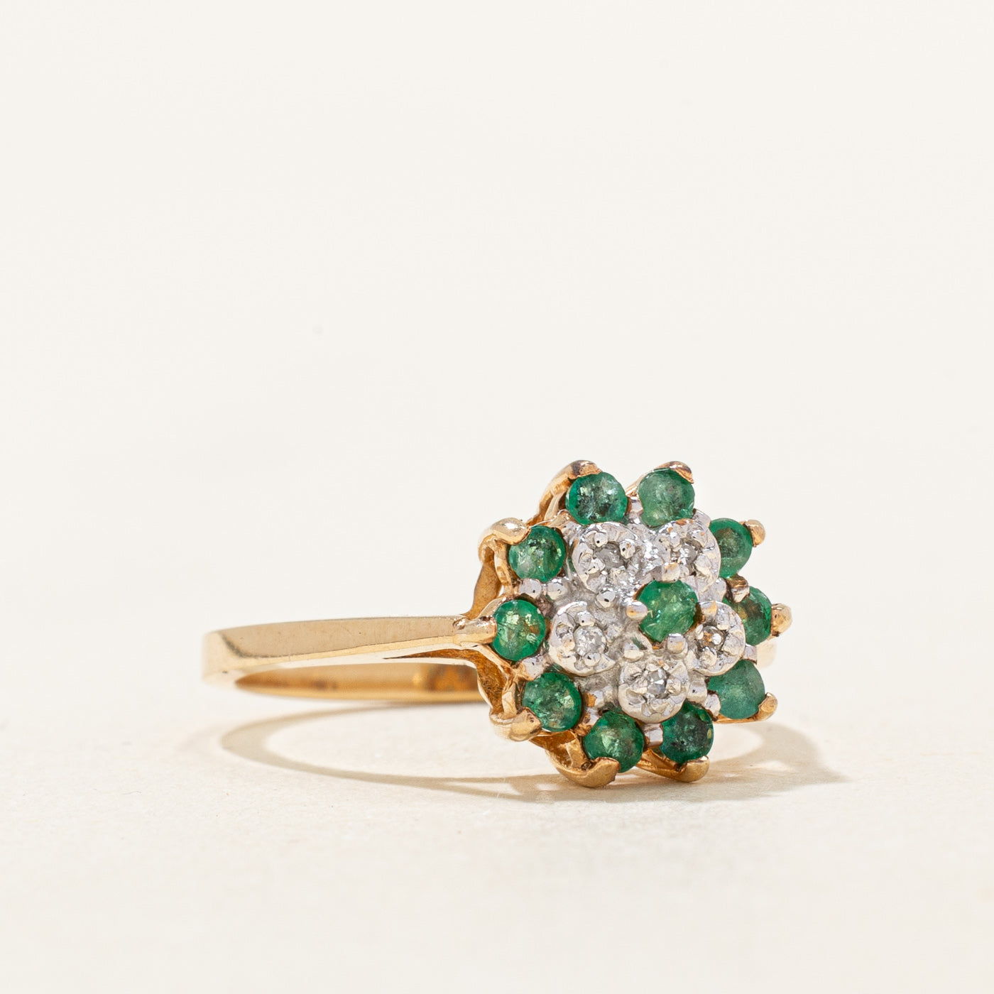 Emerald & Diamond Cocktail Ring | 0.20ctw, 0.02ctw | SZ 6 |