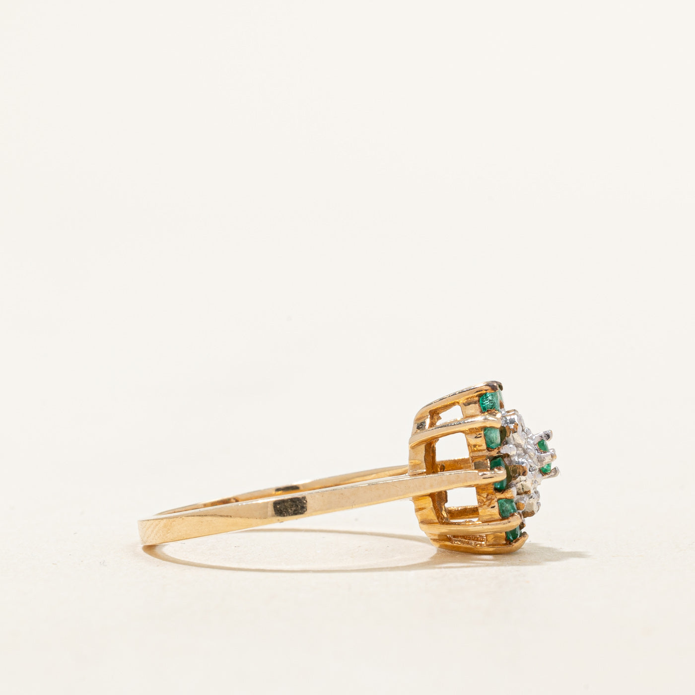 Emerald & Diamond Cocktail Ring | 0.20ctw, 0.02ctw | SZ 6 |