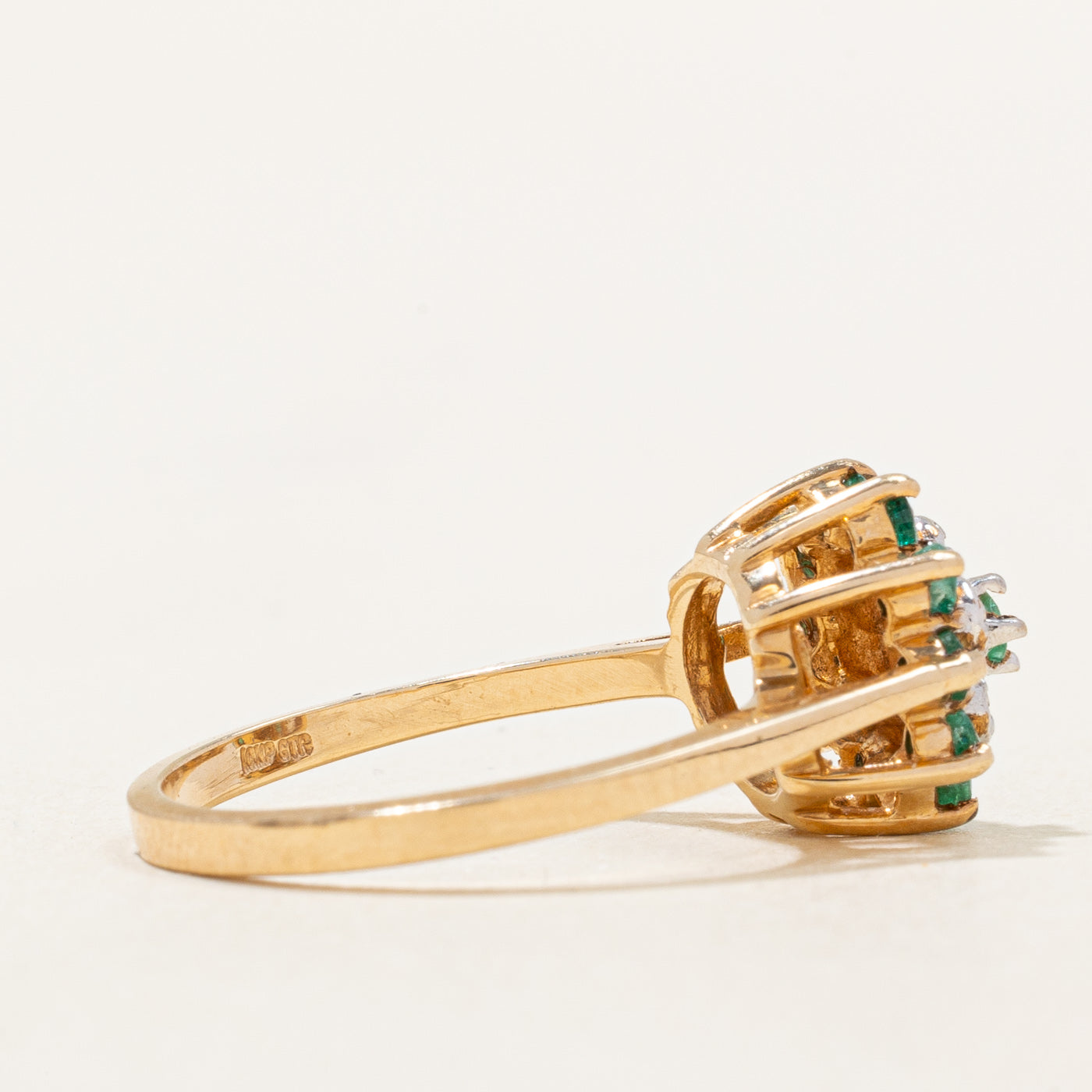 Emerald & Diamond Cocktail Ring | 0.20ctw, 0.02ctw | SZ 6 |