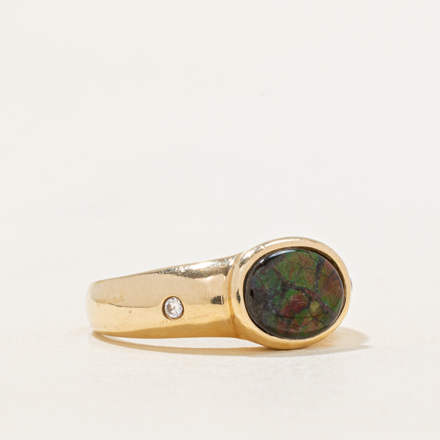 Ammolite & Diamond Ring | 1.25ct, 0.04ctw | SZ 6 |