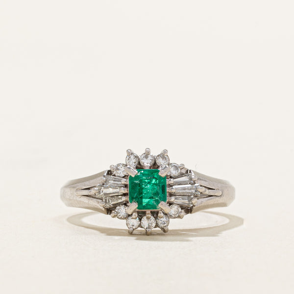 High Set Emerald & Diamond Ring | 0.39ct, 0.31ctw | SZ 6.25 |