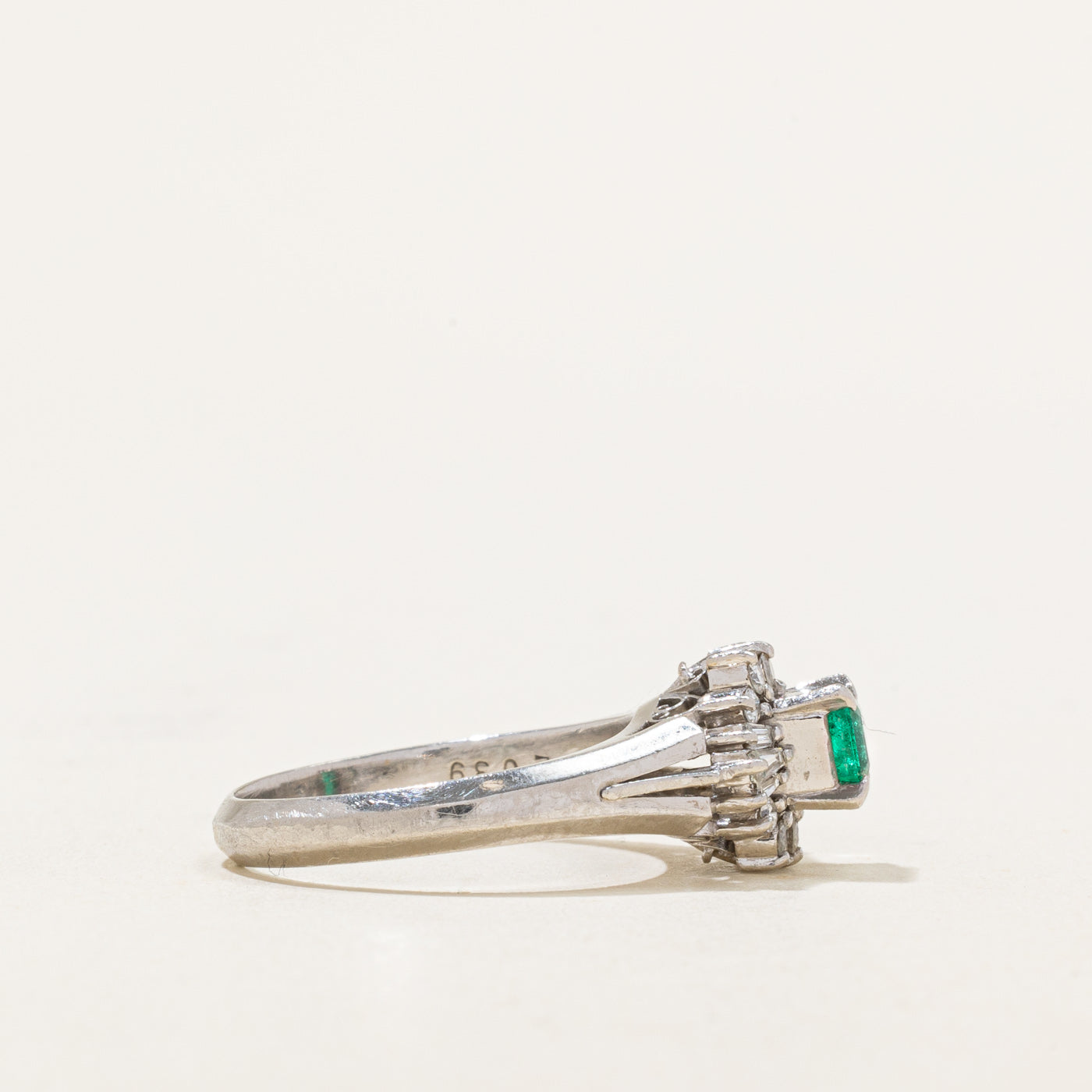 High Set Emerald & Diamond Ring | 0.39ct, 0.31ctw | SZ 6.25 |