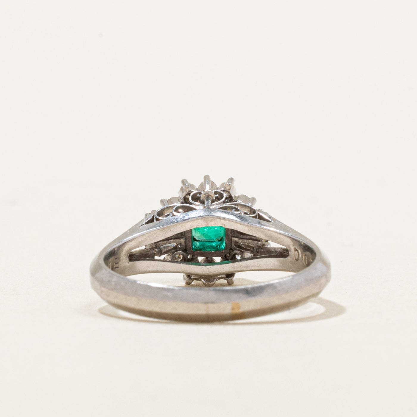 High Set Emerald & Diamond Ring | 0.39ct, 0.31ctw | SZ 6.25 |