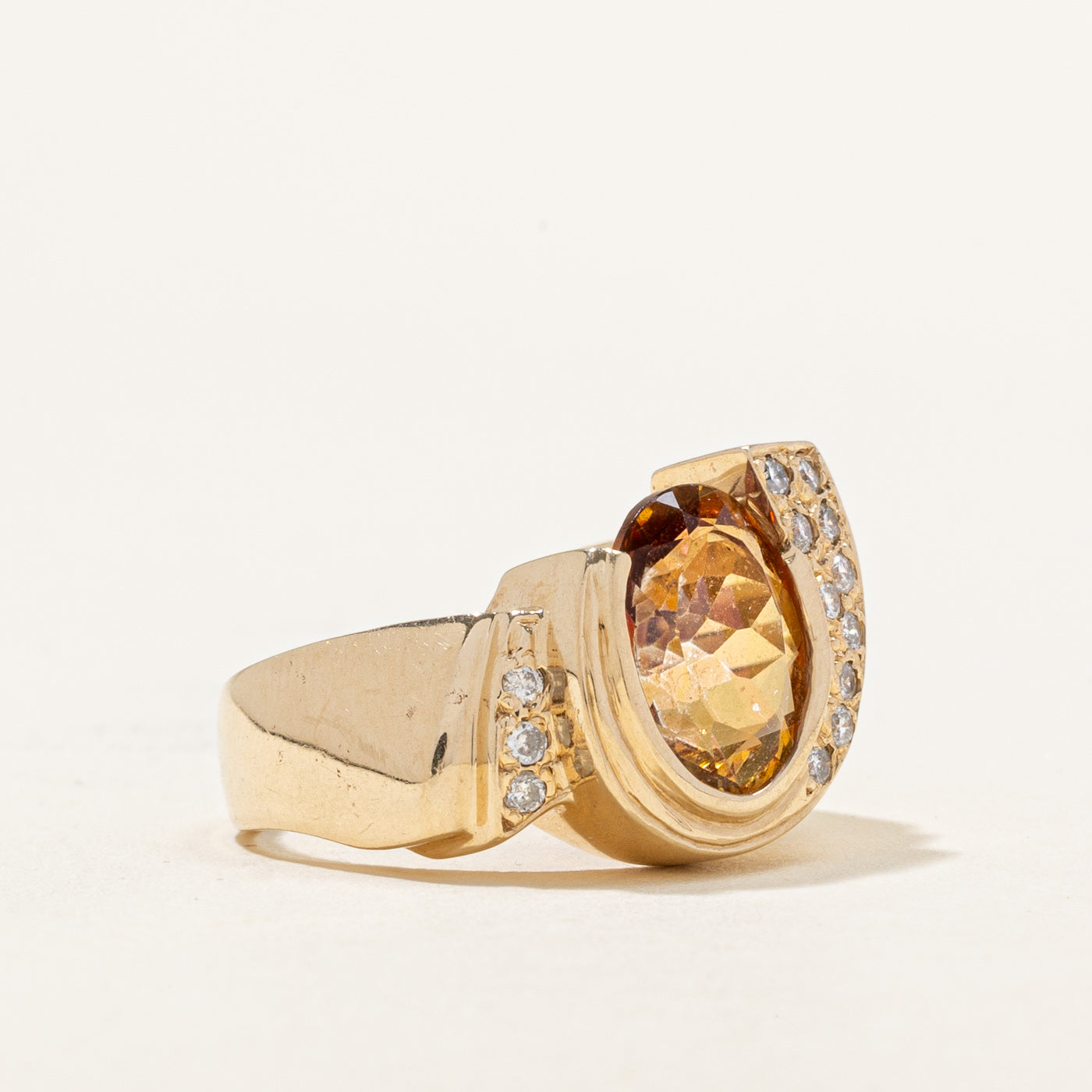 Peach Mystic Topaz & Diamond Ring | 3.80ct, 0.16ctw | SZ 6.25 |