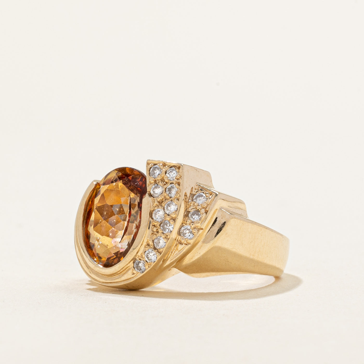 Peach Mystic Topaz & Diamond Ring | 3.80ct, 0.16ctw | SZ 6.25 |