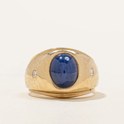 Synthetic Star Sapphire & Natural Diamond Cocktail Ring | 5.00ct, 0.10ctw | SZ 7.5 |
