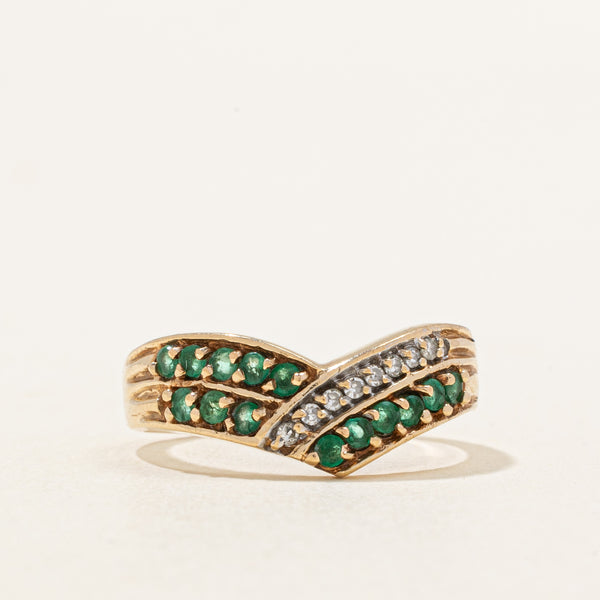 Chevron Emerald & Diamond Ring | 0.28ctw, 0.05ctw | SZ 5.5 |