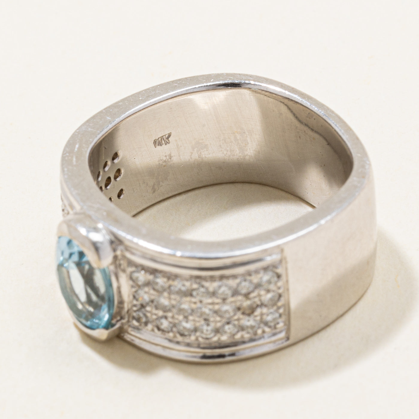 Blue Topaz & Diamond Cocktail Band | 0.84ct, 0.65ctw | SZ 7.5 |