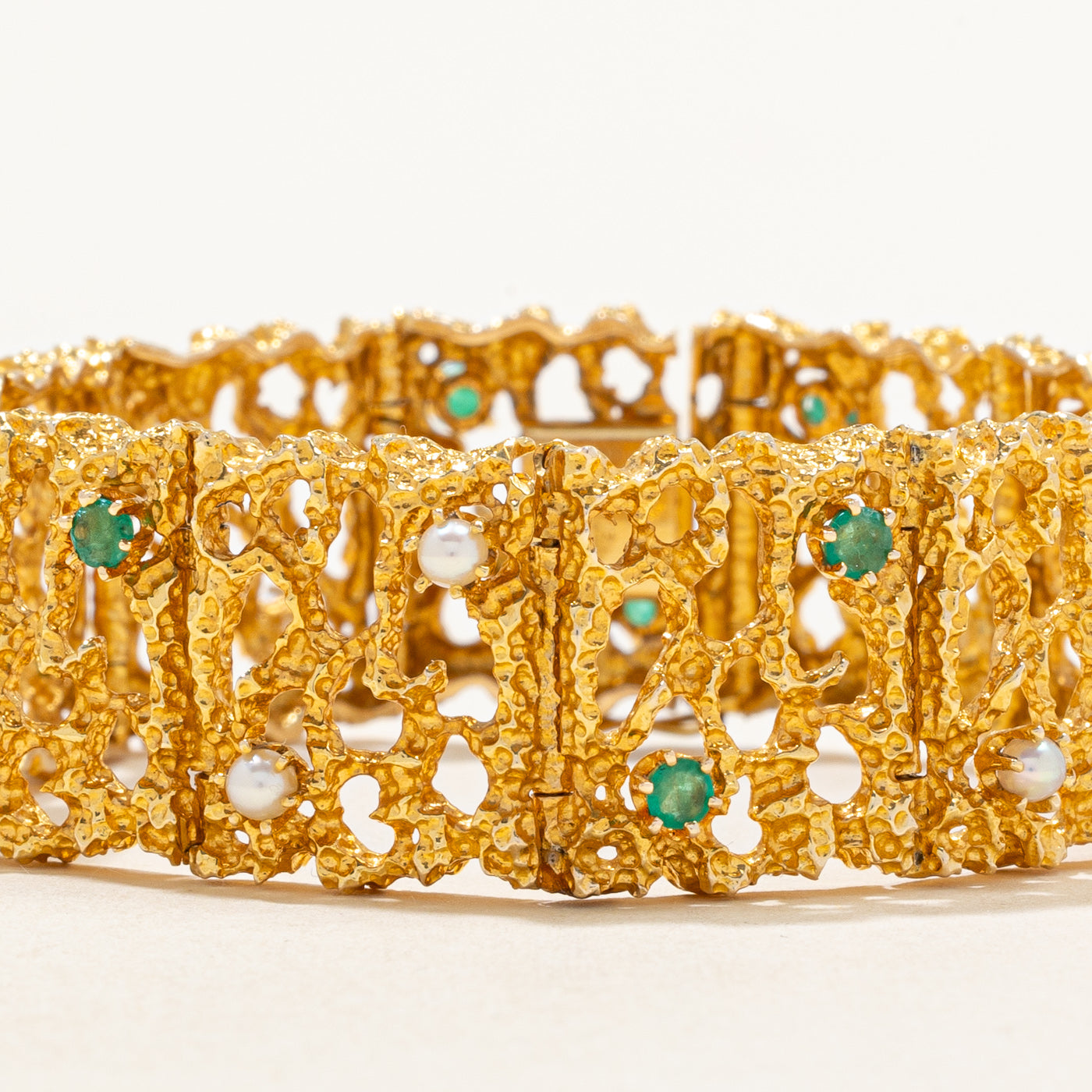 Seed Pearl & Emerald Bracelet | 1.65ctw, 1.00ctw | 7" |