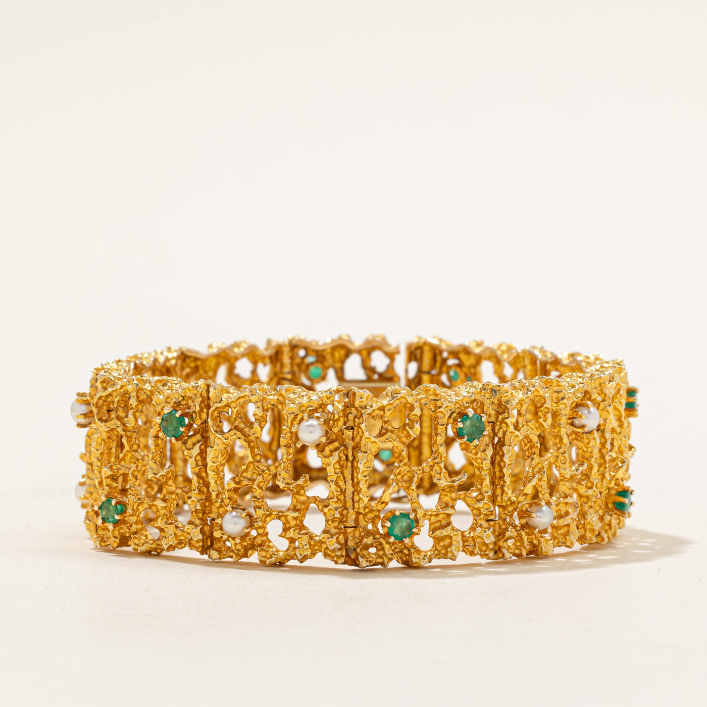 Seed Pearl & Emerald Bracelet | 1.65ctw, 1.00ctw | 7" |