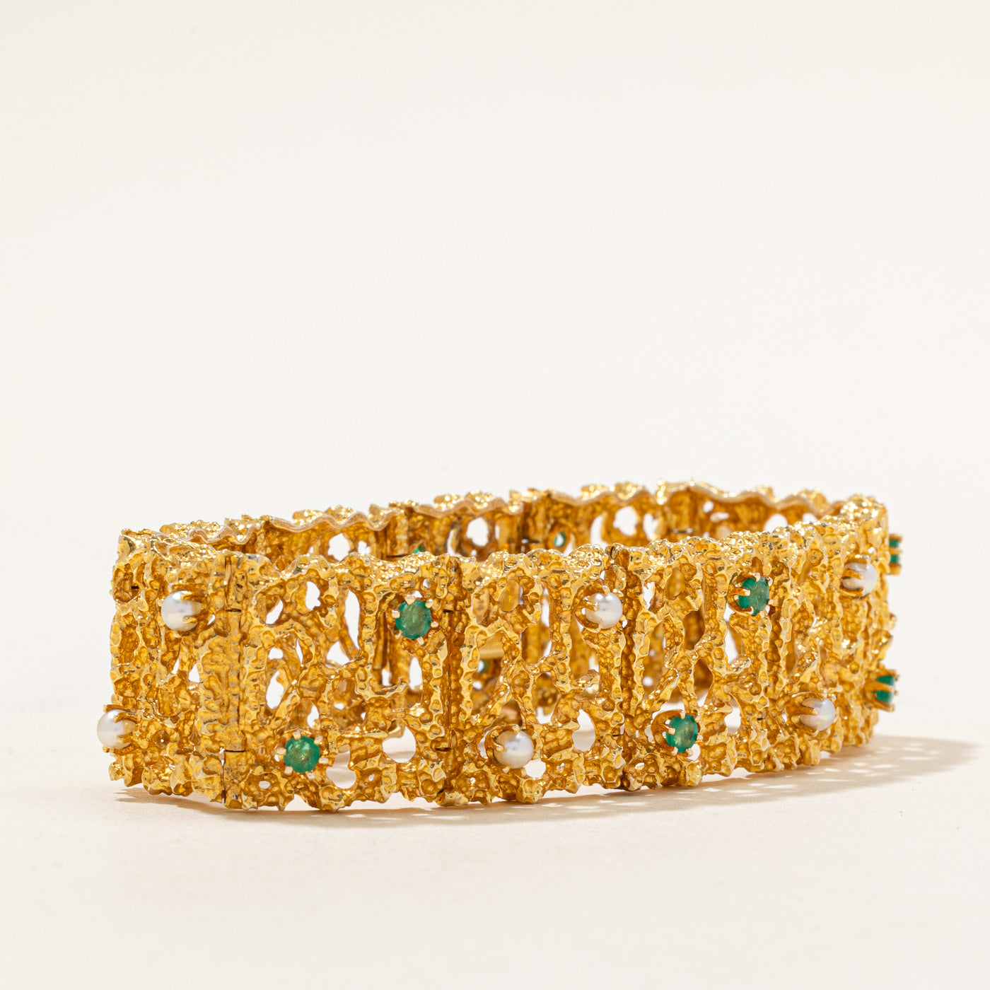 Seed Pearl & Emerald Bracelet | 1.65ctw, 1.00ctw | 7